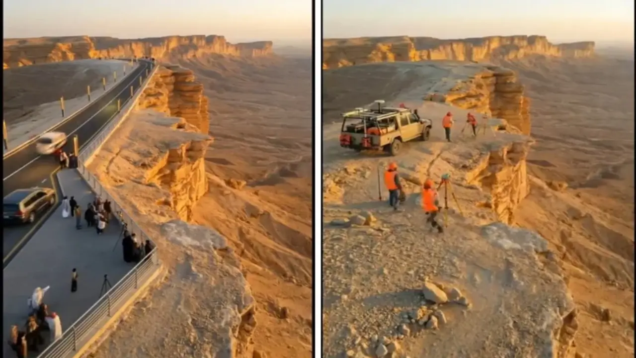 مشاهد استثنائية.. فيديو بالذكاء الاصطناعي يستعرض تطوير حافة العالم في الرياض